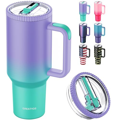 Greatyos 40 oz Tumbler with Handle and Flip Straw Lid - Upgraded Traveler 40oz Tumblers with Lids Straws Vacuum Insulated Leak Proof Stainless Steel Cup Mug Gifts for Men Women Him Her (Mermaid) | Amazon (US)