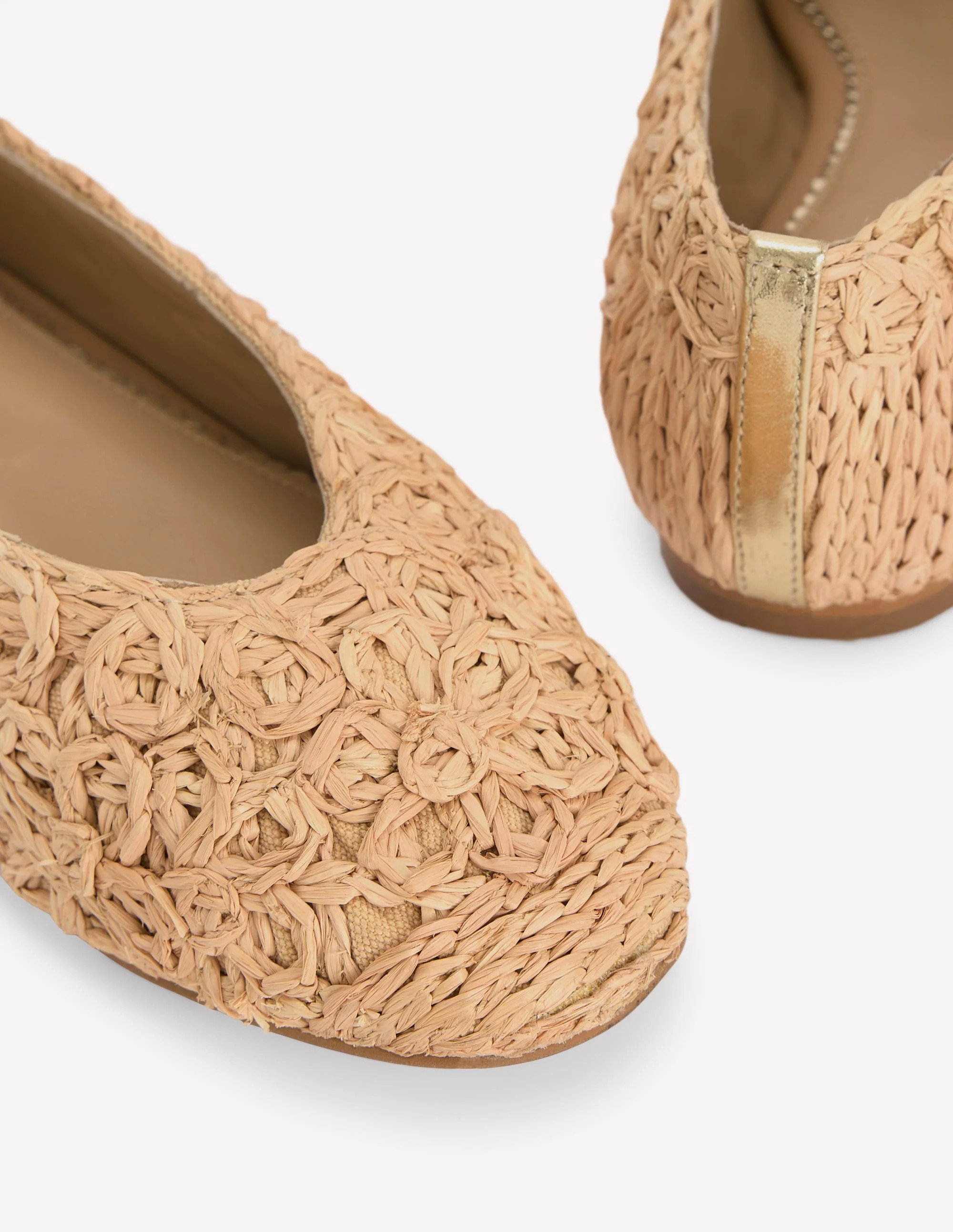 High Cut Ballet Flats-Flower Raffia | Boden UK