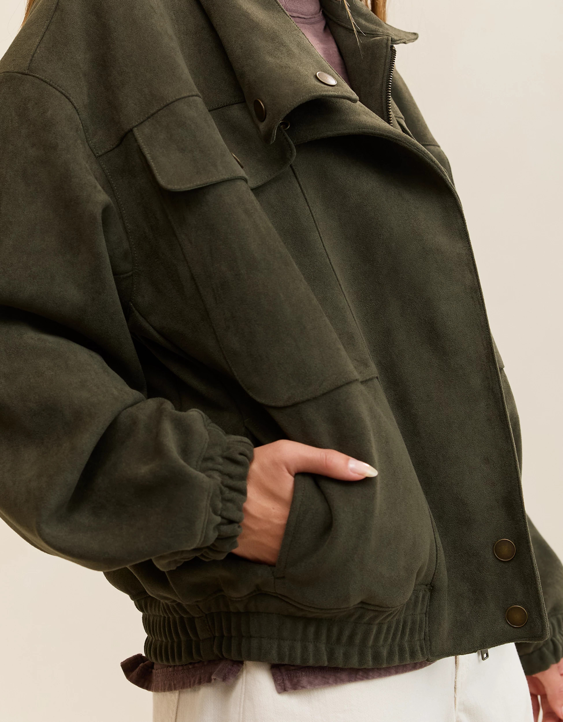 Aerie Faux Suede Bomber Jacket | Aerie