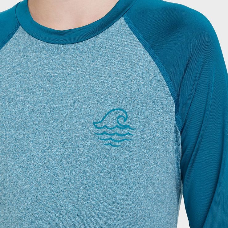 Boys' Wave Long Sleeve Rash Guard Swim Shirt - art class™ Dark Blue | Target