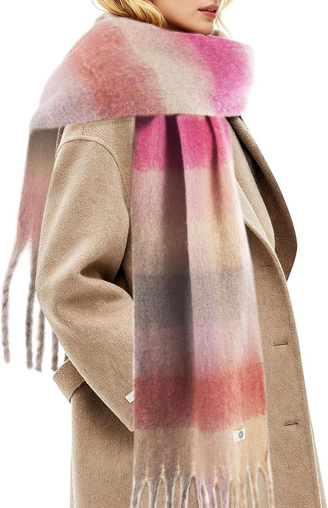 Womens Winter Scarf, Cashmere Feel Tassel Plaid Fashion Scarfs Colorful Plaid Long Shawl Large Sc... | Amazon (US)