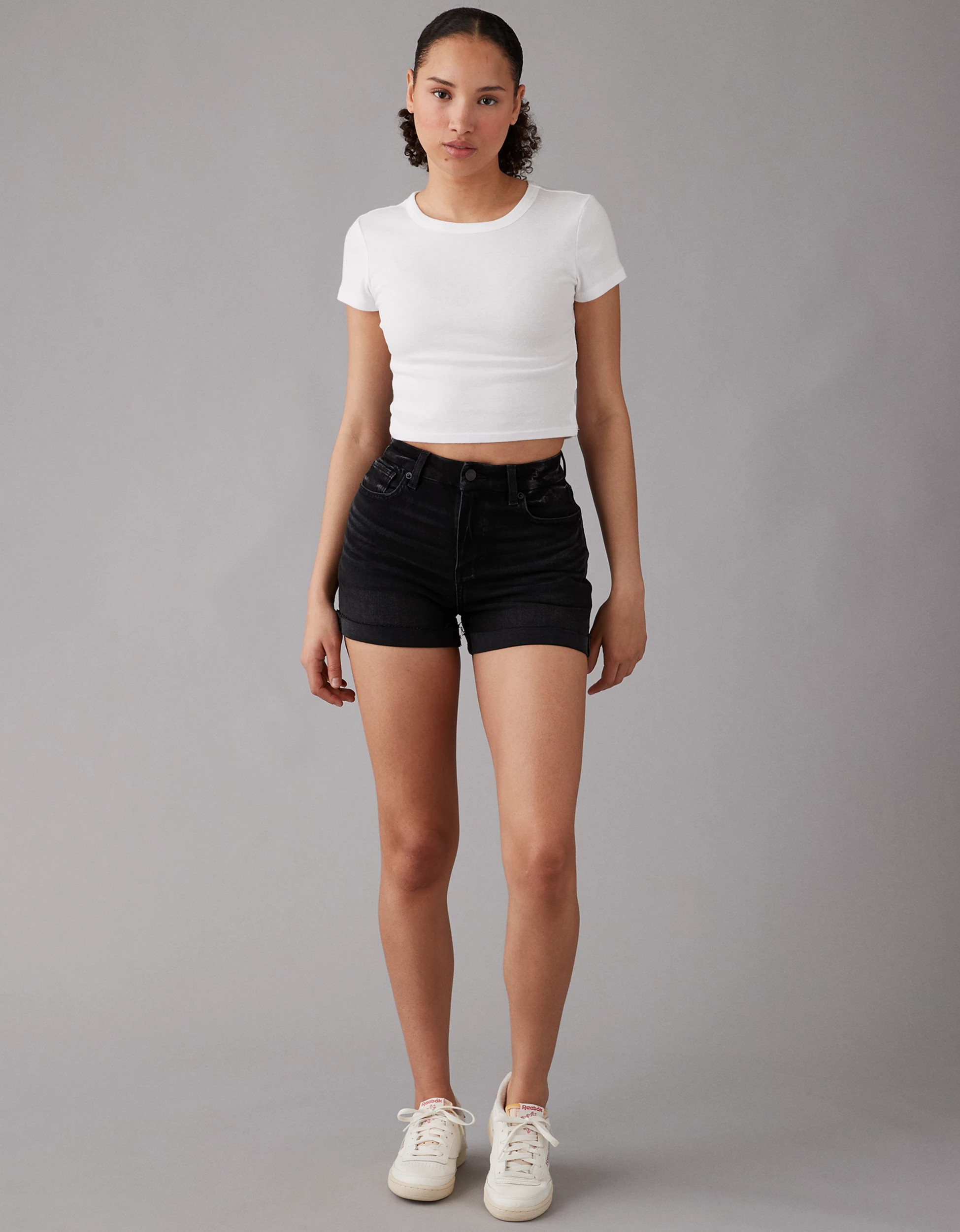 AE Stretch Curvy Denim Mom Short | American Eagle Outfitters (US & CA)