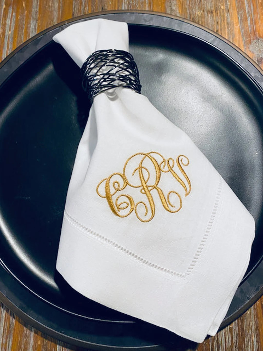 Monogrammed Embroidered Cloth Napkins Ella Scroll, Set of 4, Personalized Gift, Monogram, Wedding... | Etsy (US)