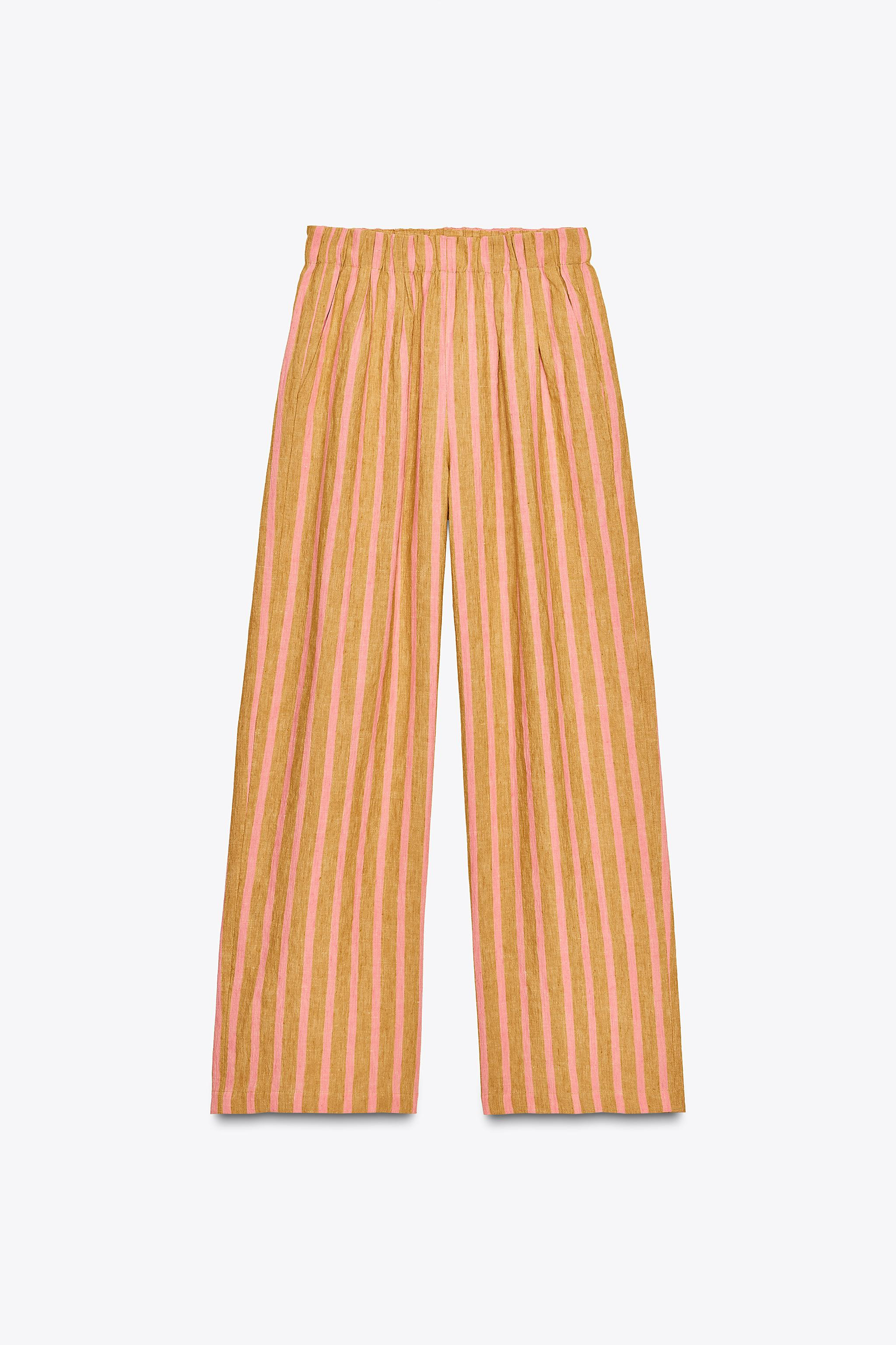 STRIPED LINEN BLEND PANTS ZW COLLECTION | Zara US