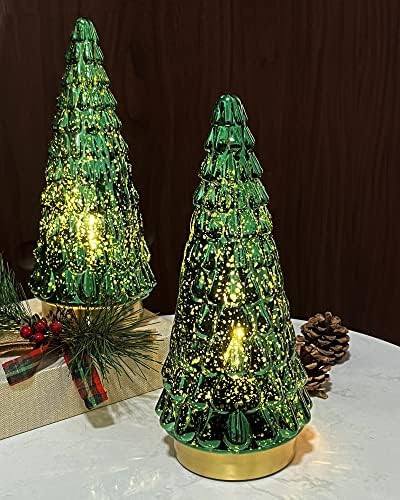 SHMILMH Mercury Glass Christmas Tree Green, Tabletop Christmas Tree with Light, Battery Operated ... | Amazon (US)
