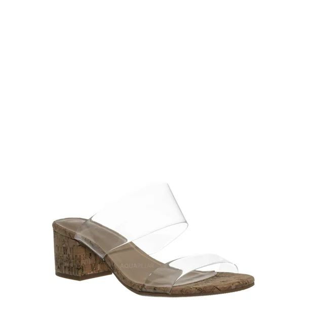 Soap by City Classified, Transparent Block Heel Mule - 90s Retro Lucite Clear Twin Strap Slides | Walmart (US)