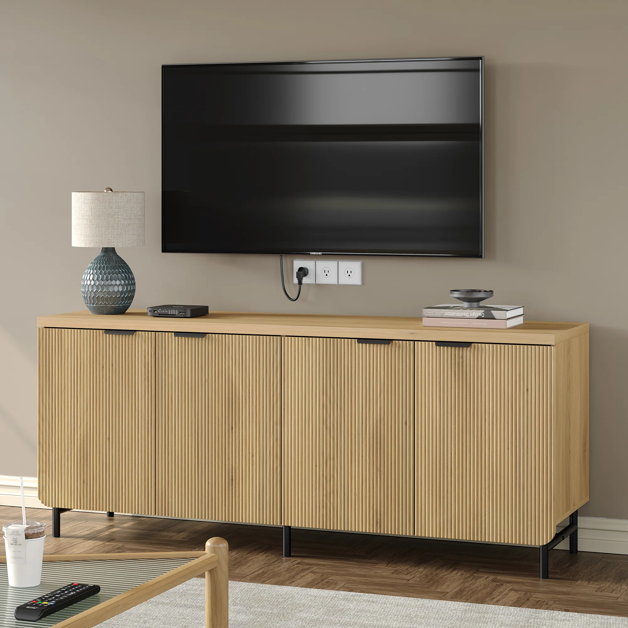 Lizabeta 66" Reeded 4-Door Sideboard with Adjustable Shelf | Wayfair North America