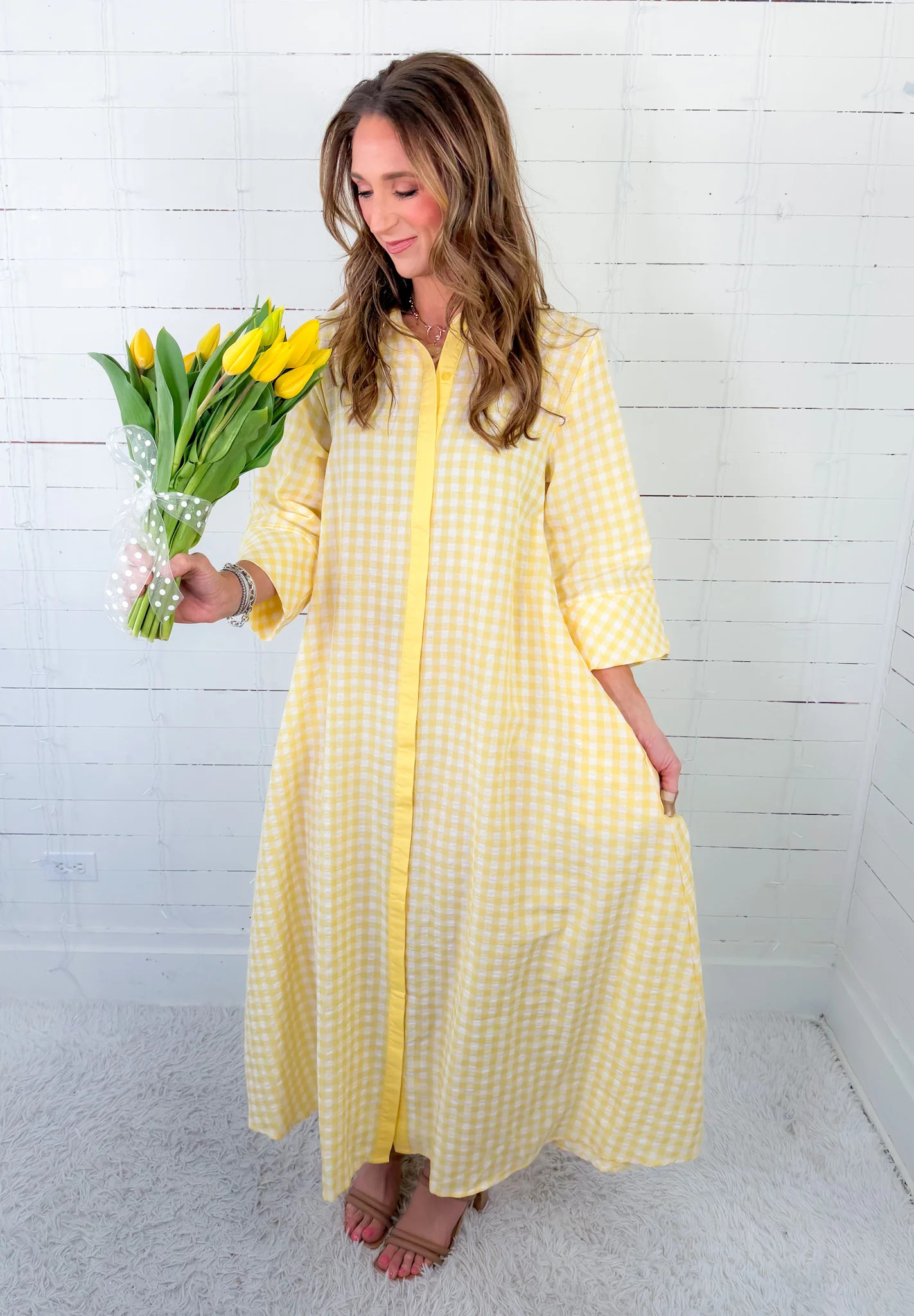 Quinn Lemon Gingham A-Line Maxi Dress Entro | Clover and Bee | Clover + Bee