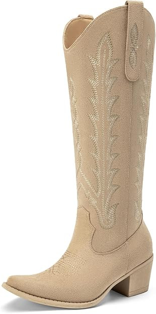 Cowboy Boots for Women Knee High Cowgirl Western Block Tall Boots | Amazon (US)