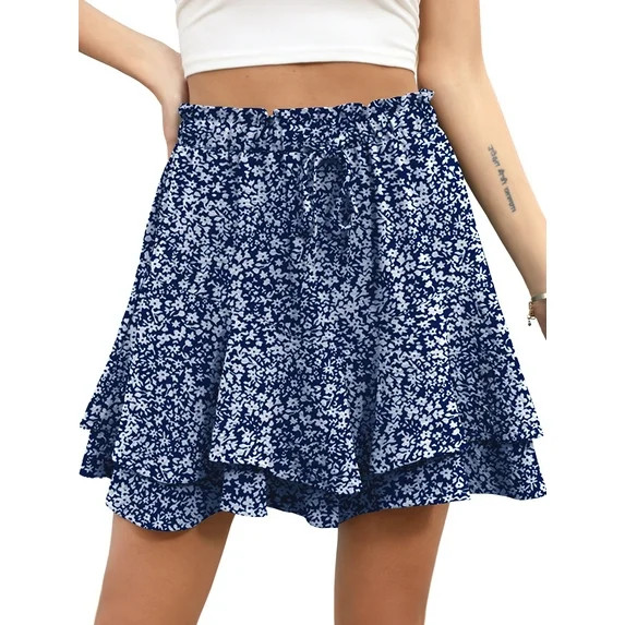 Cueply Flowy Shorts for Women Mini Tennis Skirt Ruffle Tiered Skorts Running Workout Sports Short... | Walmart (US)