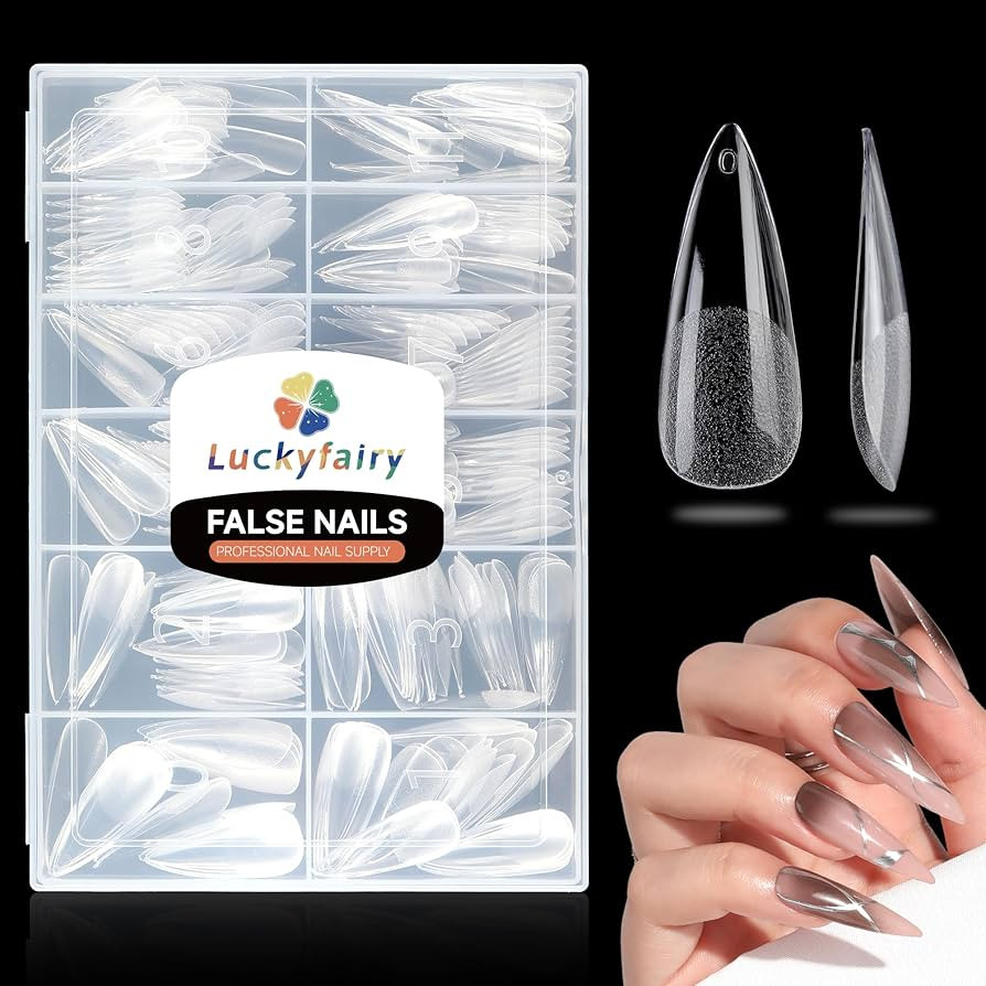 Stiletto Nails Tips Gel x Half Matte Stiletto Gel x Nail Tips Full Cover 240pcs No C Curve False ... | Amazon (US)