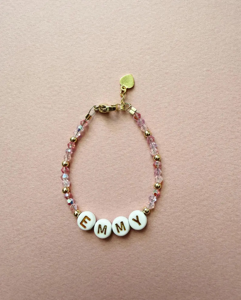 Custom name bracelet, beaded bracelet, gold bracelet, toddler bracelet, girl bracelet | Etsy (Global)