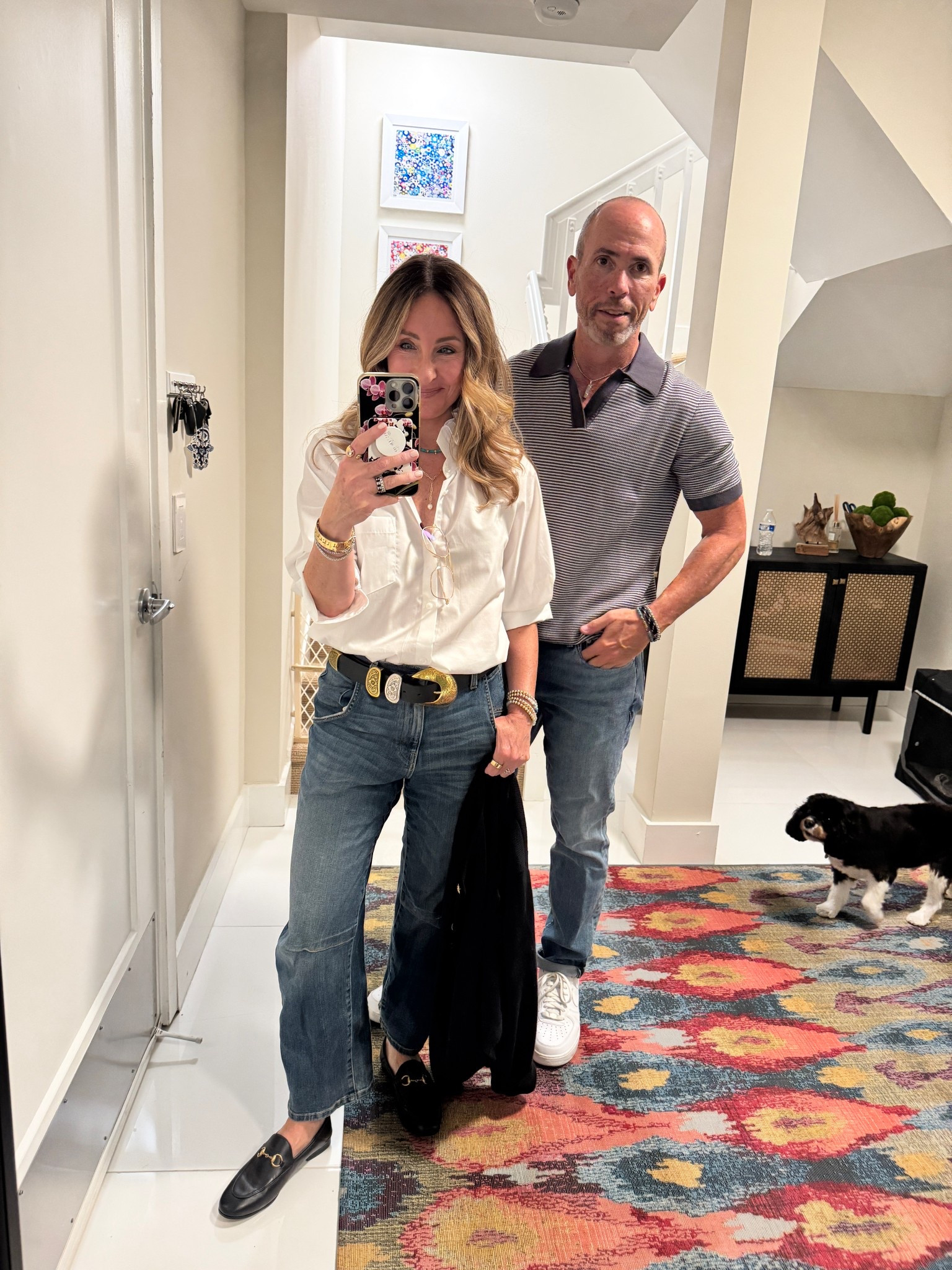 Lots of dinner plans this week… so Another white shirt and jean combo. This shirt is from a really cool brand. They take old men’s shirts and rework them. I also added this really bold belt and I think it’s super fun.

#LTKootd #LTKgrwm #LTKfoodie