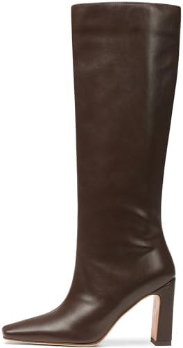 Knee High Boots Women Square Toe Chunky Heel Classic Tall Boots | Amazon (US)