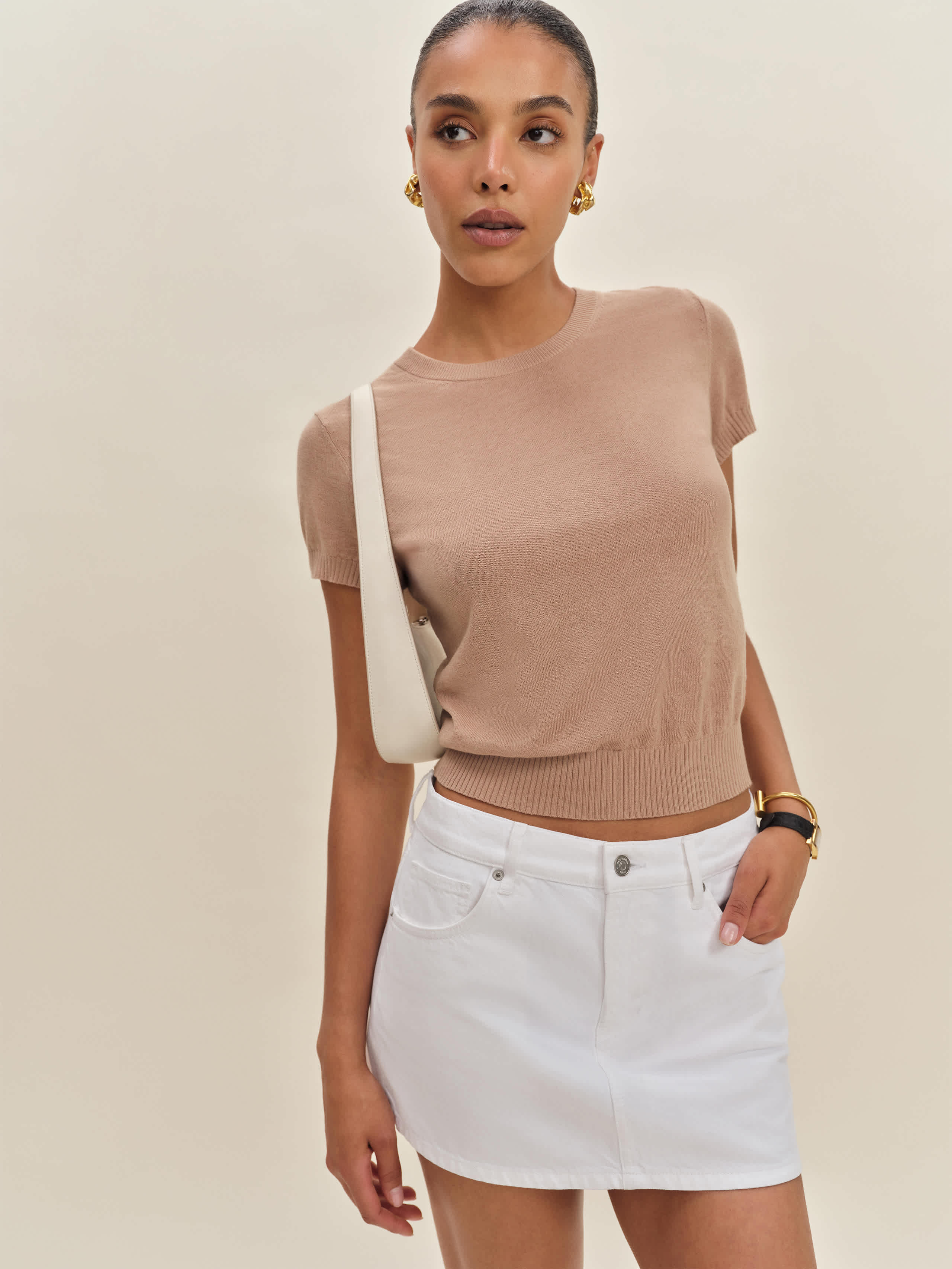 Hazel Low Rise Denim Mini Skirt | Reformation (Global)