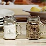 Circleware Honey Bee Mason Jar Mug Salt and Pepper Shakers with Glass Handles and Metal Lids, Set of | Amazon (US)