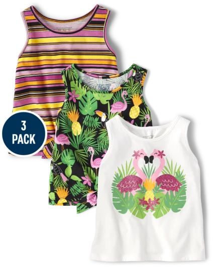 Toddler Girls Tropical Tie Front Tank Top 3-Pack - black | The Children's Place