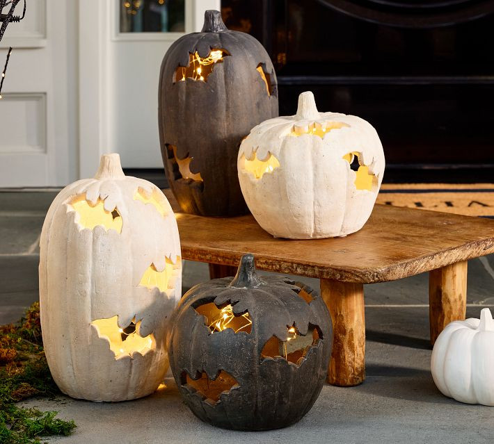 Terracotta Bat Cutout Pumpkin | Pottery Barn (US)