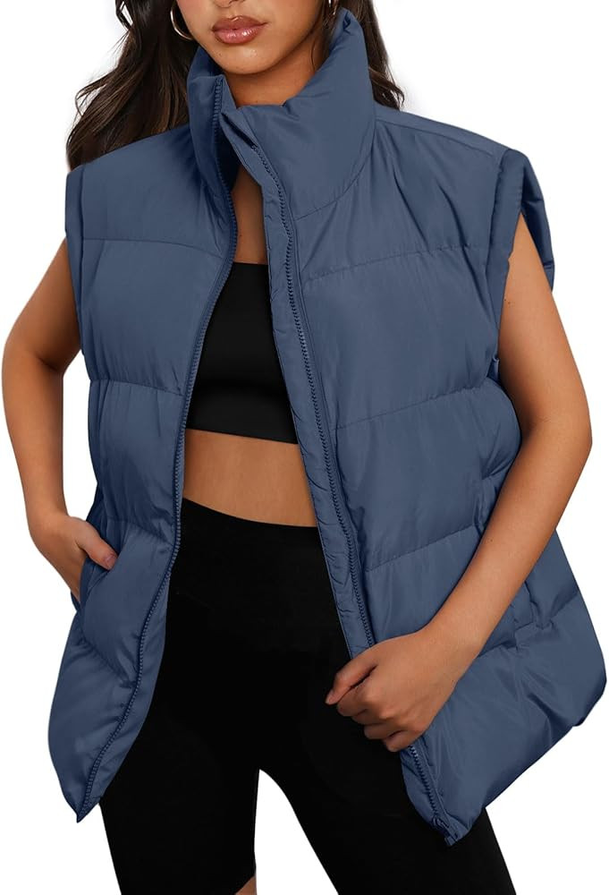 AUTOMET Womens Puffer Vests Bubble Jackets Sleeveless Puffy Long Down Coats Outerwear Quilted Win... | Amazon (US)