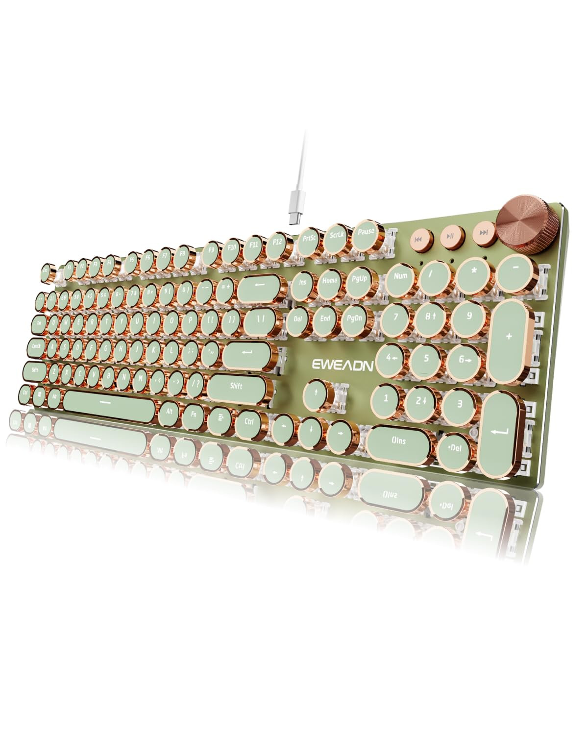 EWEADN Typewriter Style Mechanical Keyboard, Wired Typewriter Keyboards,104 Keys Backlit LED Meta... | Amazon (US)