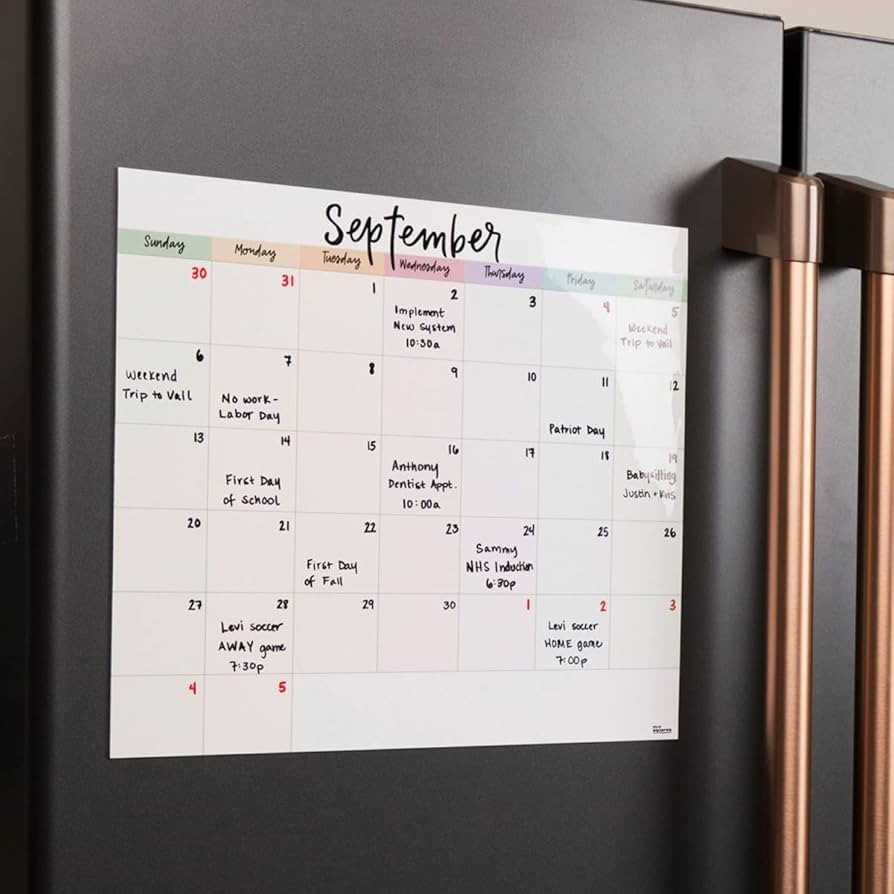 M.C. Squares Dry Erase Monthly Calendar | Reusable Schedule Clings to Stainless Steel & Glass (an... | Amazon (US)