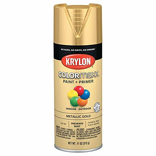 Krylon K05588007 COLORmaxx Spray Paint and Primer for Indoor/Outdoor Use, Metallic Gold | Amazon (US)