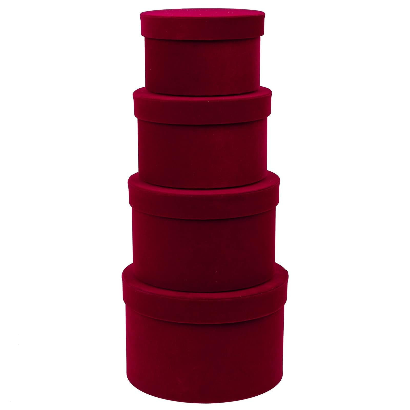 GnFlus Red Wine Gift Boxes for Presents Set of 4 Round Velvet Nesting Gifts Box for Arrangements ... | Amazon (US)