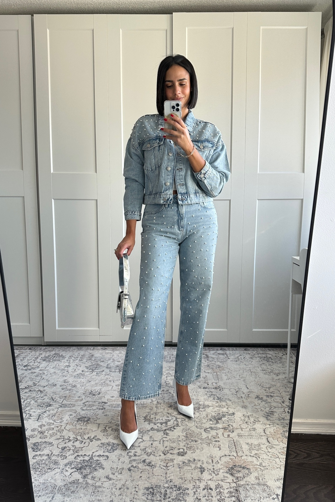 Medium jacket 
Size 28 jeans 
Size medium top 
Shoes are sold out on the US website so I can’t link them but available in Canada do DM me on IG for the link

#LTKCyberWeek #LTKHoliday #LTKSeasonal