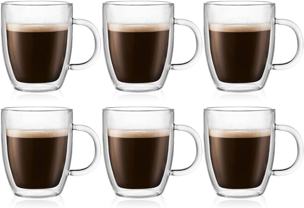 Bodum Bistro Coffee Mug, 10 Ounce (6-Pack), Clear | Amazon (US)