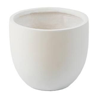 Medium Round White Fiberclay Planter | The Home Depot