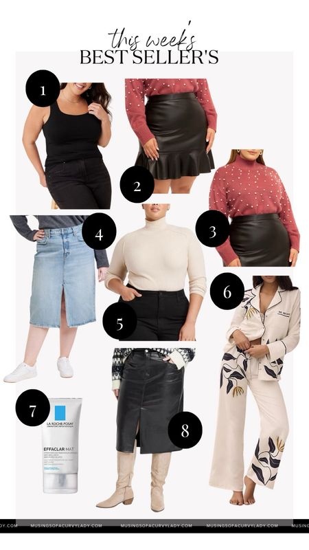 This weeks best sellers!🤍 

Winter essentials. Sweater. Midi skirt. Leather midi skirt. Pajama set. Moisturizer. Leather mini skirt. 

#LTKplussize #LTKstyletip #LTKSeasonal