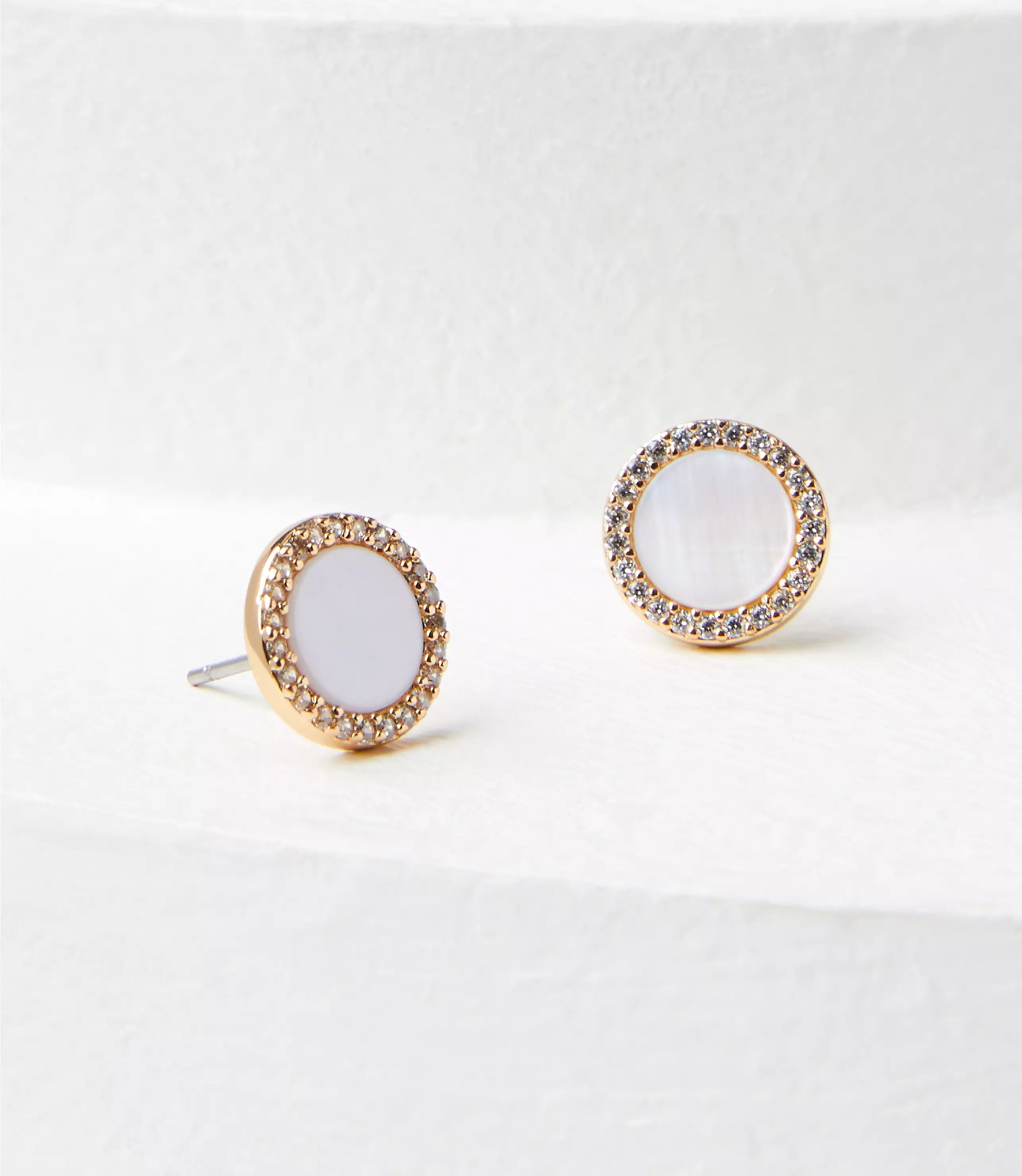 Mother Of Pearl Crystal Stud Earrings | LOFT