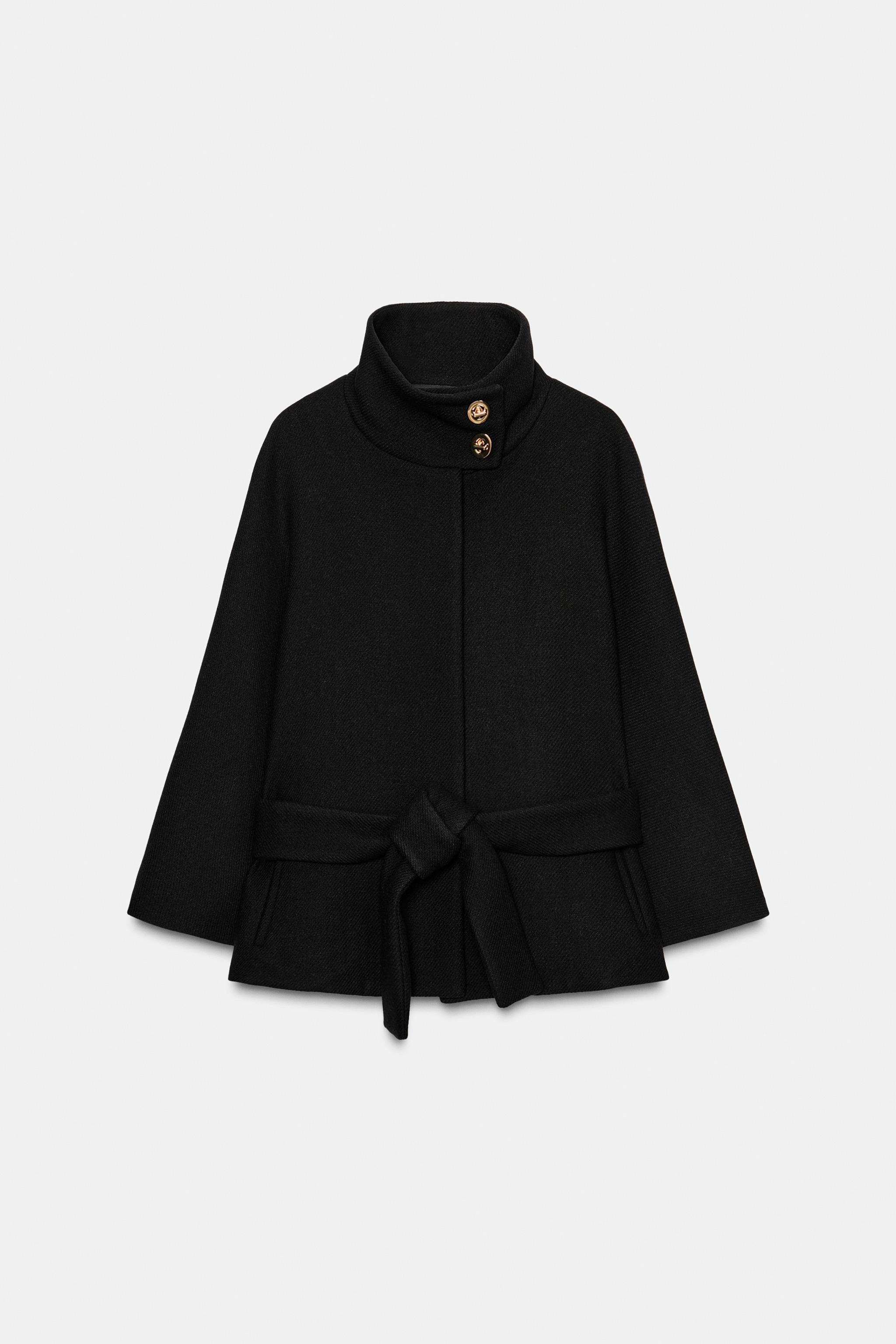SHORT CAPE COAT WITH WOOL BELT | Zara US
