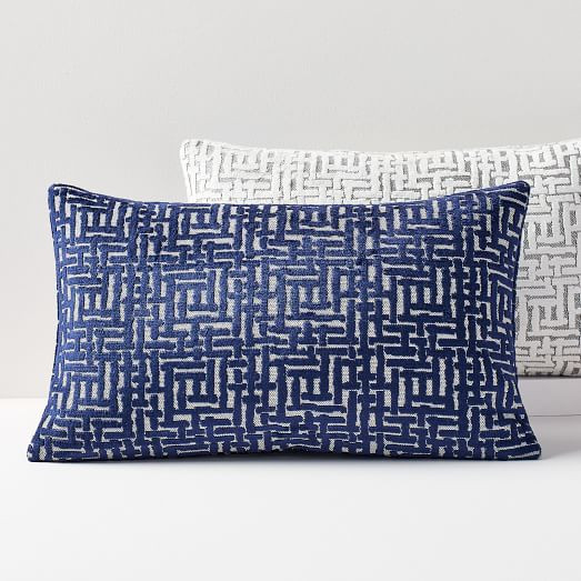 Allover Crosshatch Jacquard Velvet Lumbar Pillow Covers | West Elm (US)