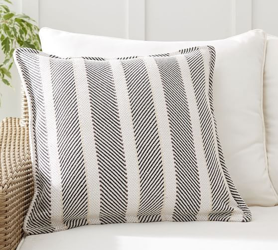 Aviv Striped Indoor/Outdoor Pillow | Pottery Barn (US)