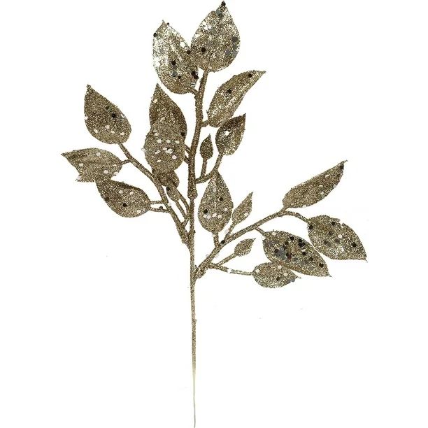 Floral Home 12” Artificial Decorative Platinum Glitter Leaf Spray (12) Christmas Tree Pick Orna... | Walmart (US)