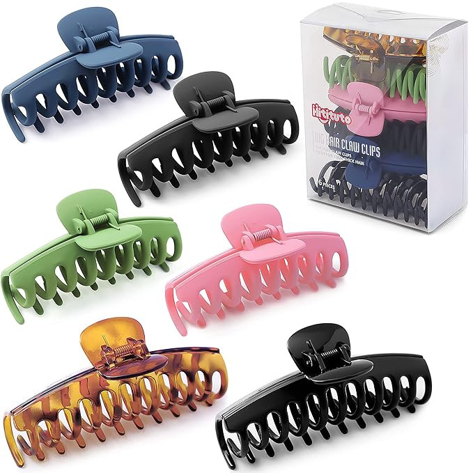 Hitituto Big Hair Claw Clips 6 Packs - 4.33 and 5.2 Inch Matte and Nonslip for Thick and Thin lon... | Amazon (US)