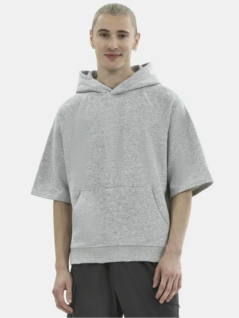 No Boundaries French Terry Pullover Hoodie with Short Sleeves, Men's and Big Men's - Walmart.com | Walmart (US)