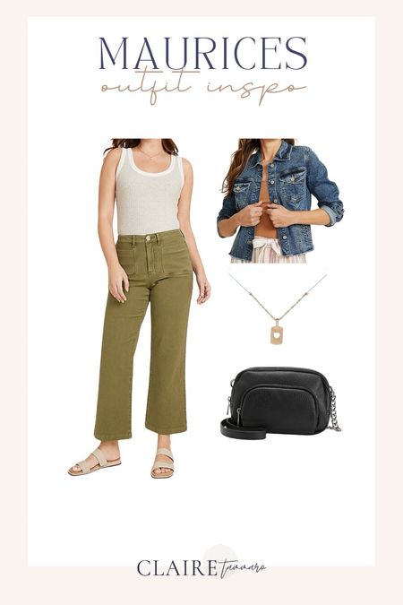 Spring outfit from Maurices 🙌🏼🌸 

Denim jacket, cropped wide leg pants, gold necklace and black purse with chain strap. 

@maurices #mauricespartner #discovermaurices 

#LTKmidsize #LTKstyletip #LTKfindsunder50