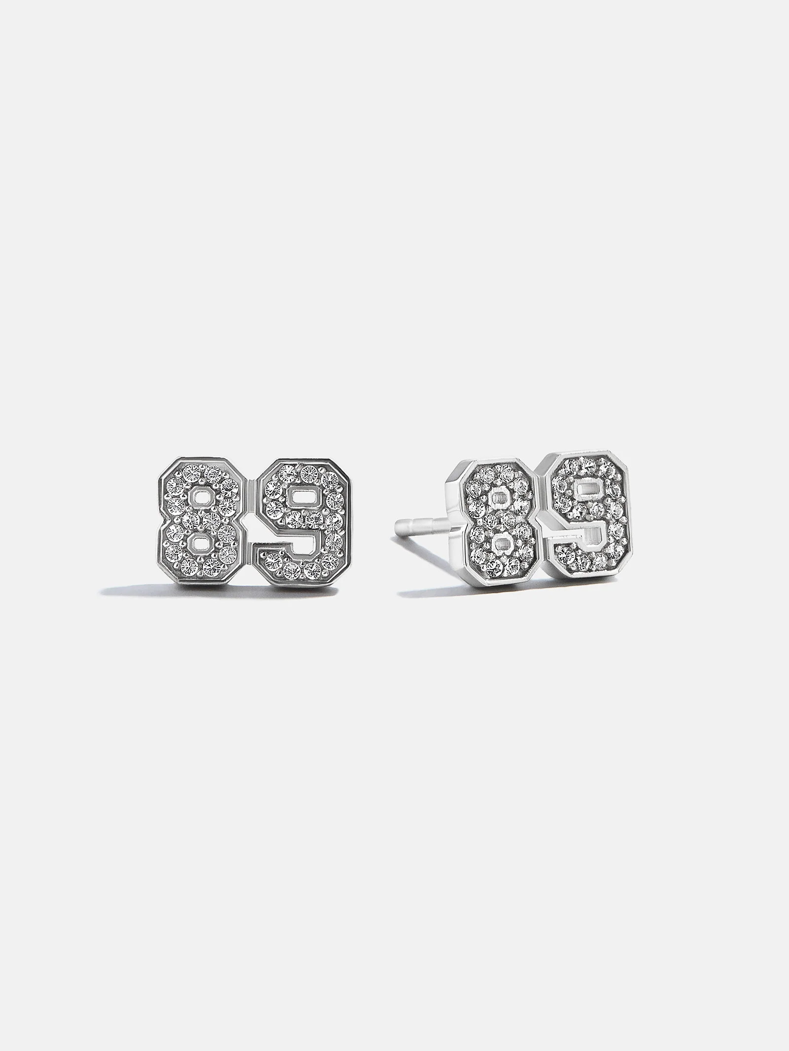 Varsity Number Custom Stud Earrings - Silver Double Digit | BaubleBar
