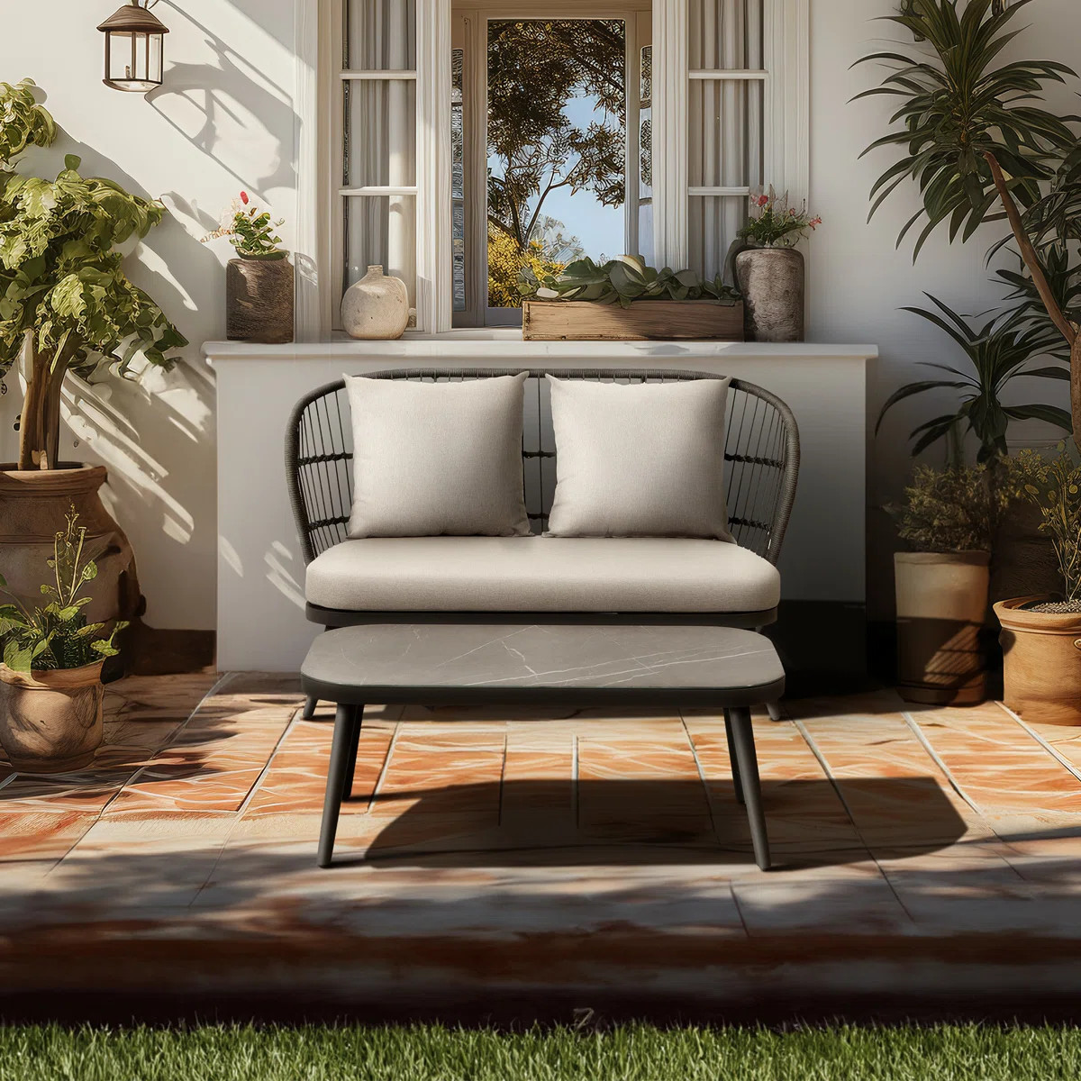 2 - Person Outdoor Seating Group With Cushions | Wayfair North America