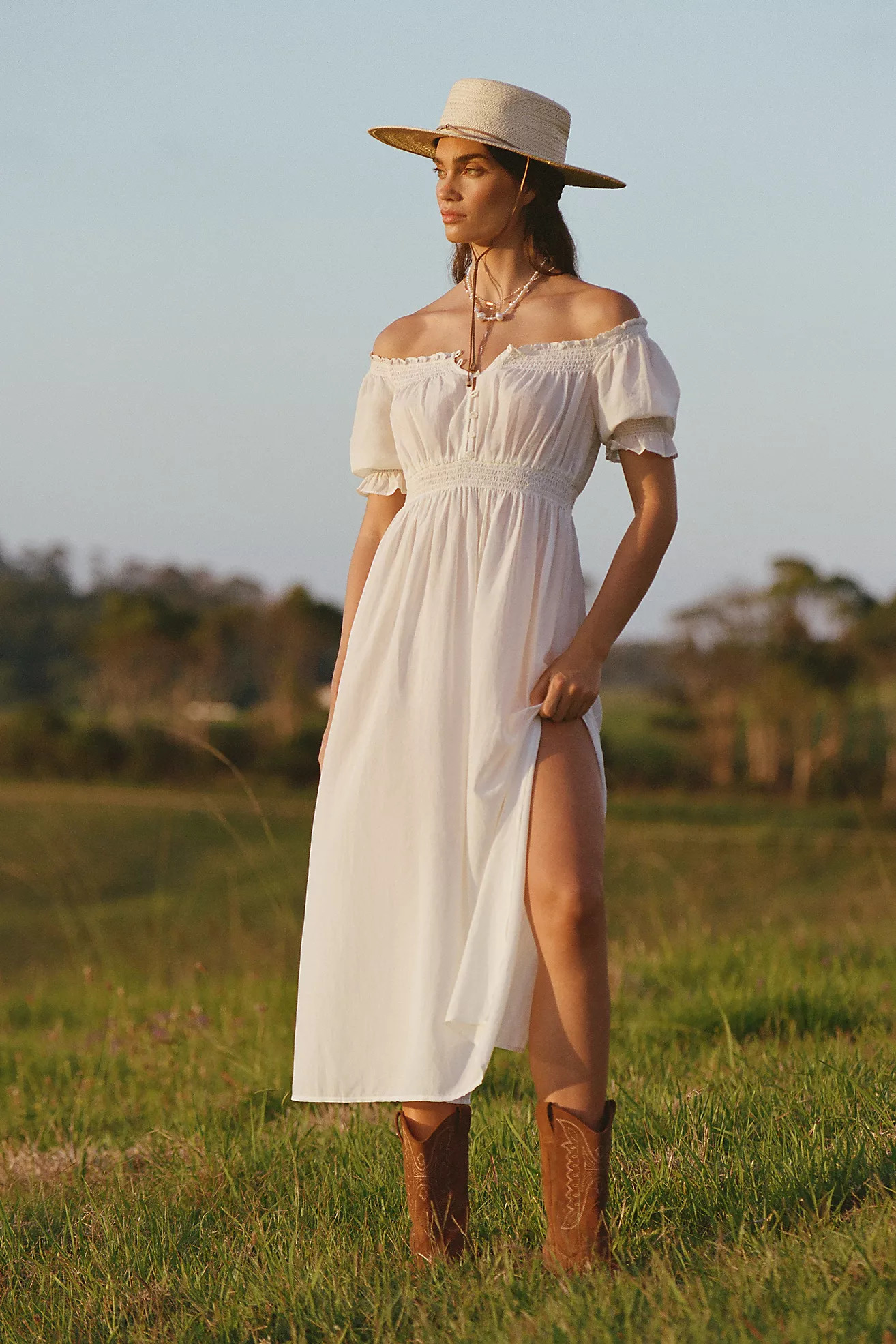 By Anthropologie Puff-Sleeve Midi Dress | Anthropologie (US)