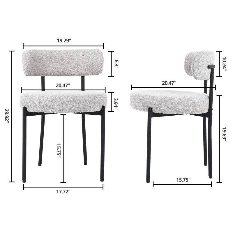 Modern Accent Chair, Upholstered Dining Chairs Set Of 6, Short Plush Fabric, Armless Dining Chair... | Wayfair North America
