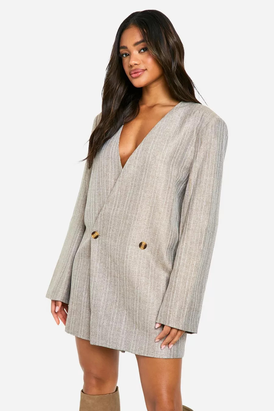 Premium Glitter Pinstripe Oversized Blazer Dress | boohoo (US & Canada)