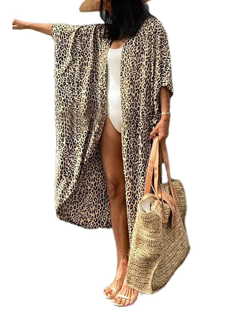 Bsubseach Stylish Tie Dye Open Front Long Kimono Swimsuit Cover Up for Women Swimwear Cover Ups | Amazon (US)