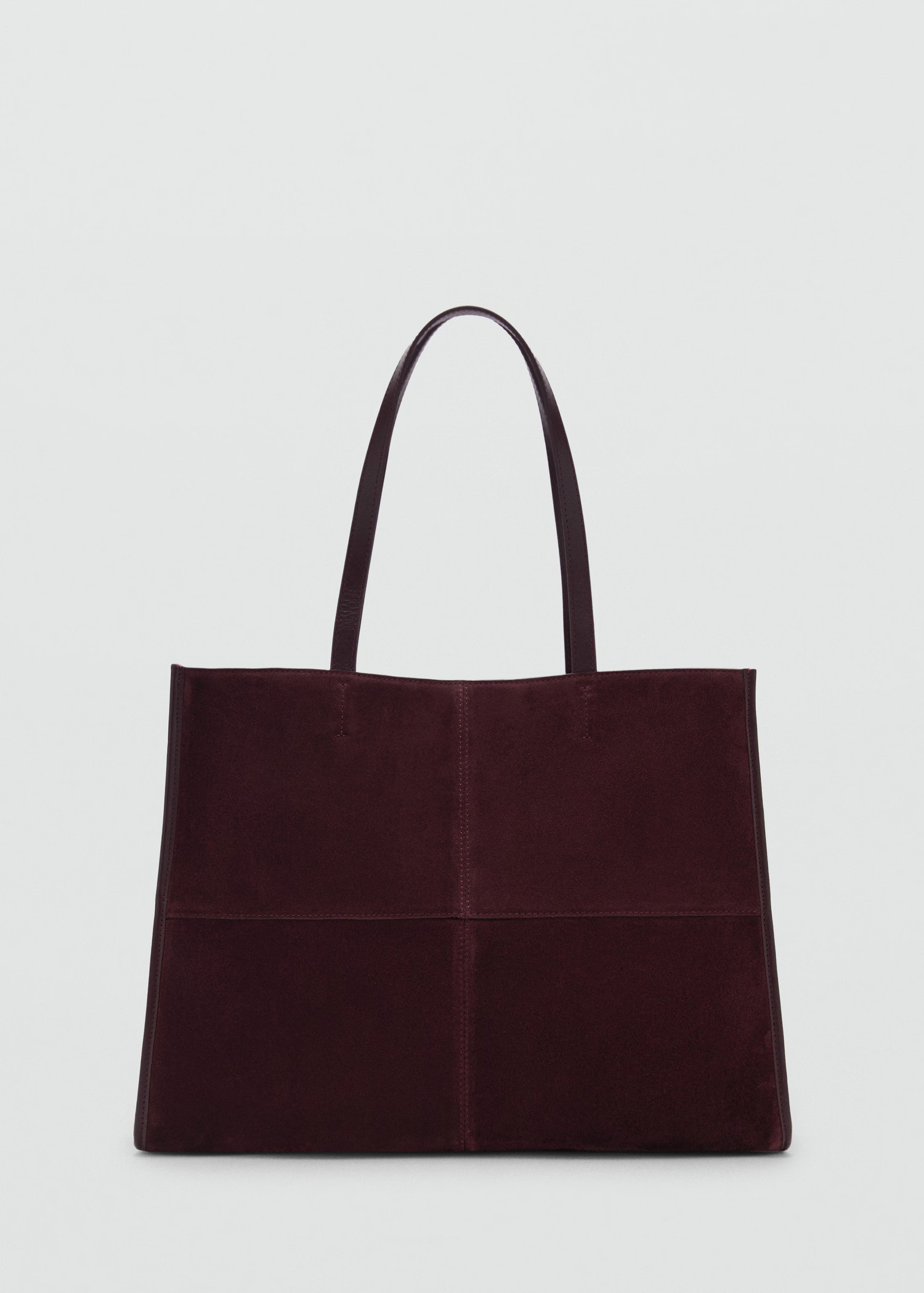 Leather shopper bag with stitching - Women | MANGO United Kingdom | MANGO (UK)