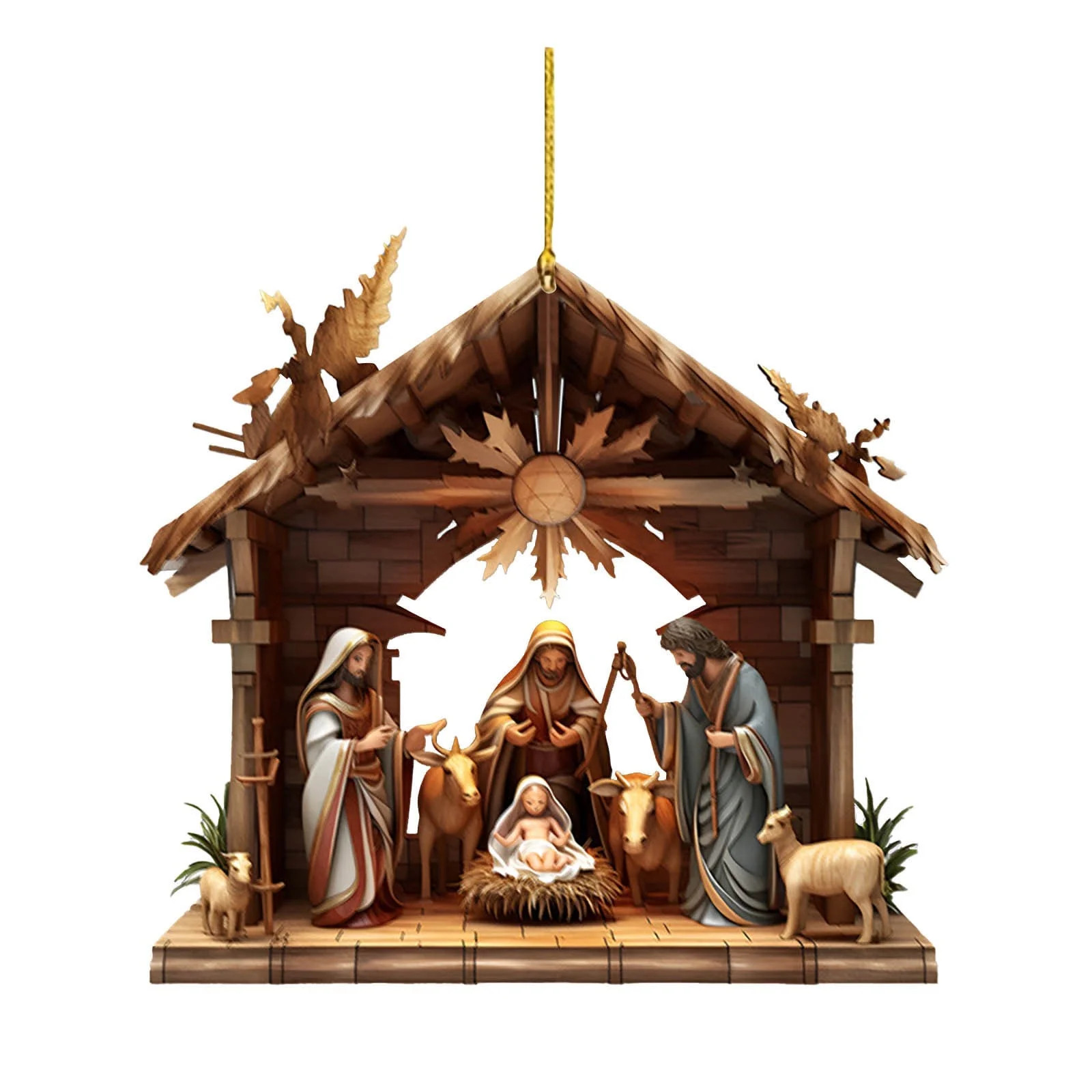 Djunllk Christmas Nativity Scene Ornaments, Xmas 2D Flat Religious The Birth of Jesus Christmas H... | Walmart (US)