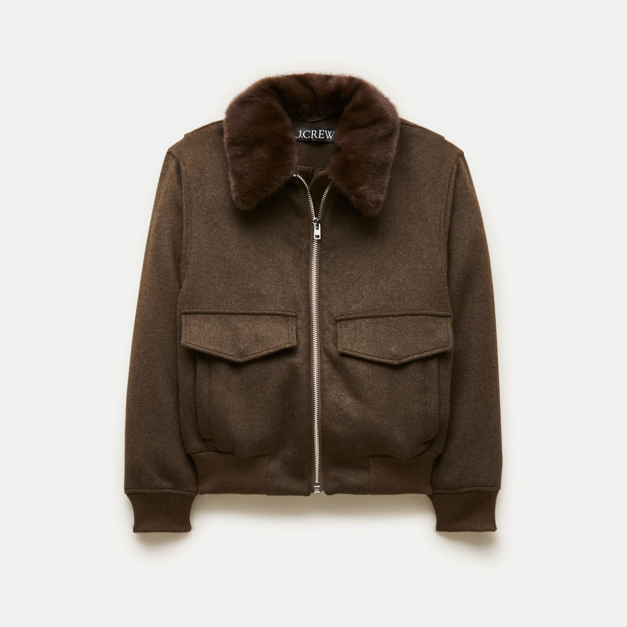 Wool-blend bomber jacket with removable faux-fur collar | J. Crew US