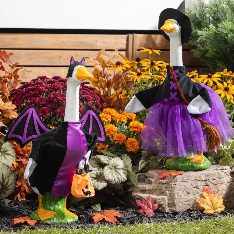 Mainstays Halloween Witch & Bat Porch Goose Outfit, Set of 2 | Walmart (US)