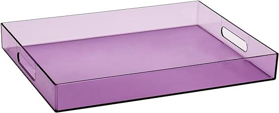 Sooyee Violet Clear Serving Tray with Handles,16" x 12" Decorative Tray,Coffee Table Tray,Acrylic... | Amazon (US)